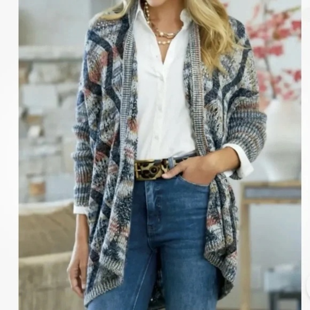 Soft Surroundings Pendley Knit Wool Blend Cardigan Sweater Womens Petite SP MP